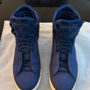 LOUIS VUITTON Street Light Sneakers, Nubuck & Damier Patterned Leather. US 9.5 M